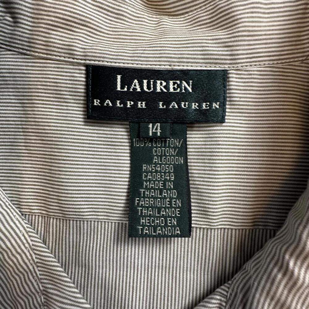 Ralph Lauren Striped Cotton Shirt Women’s 14 – Long Sleeve, Button Front Q-18 - Picture 3 of 8